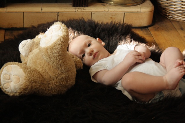 Corben on the fireside rug